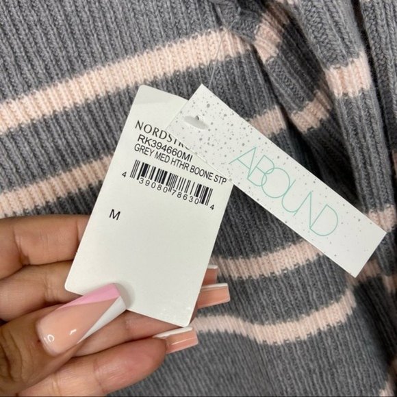 Abound Gray Boone Stripe Heather Turtleneck Sweater Size M NWT - Picture 5 of 8